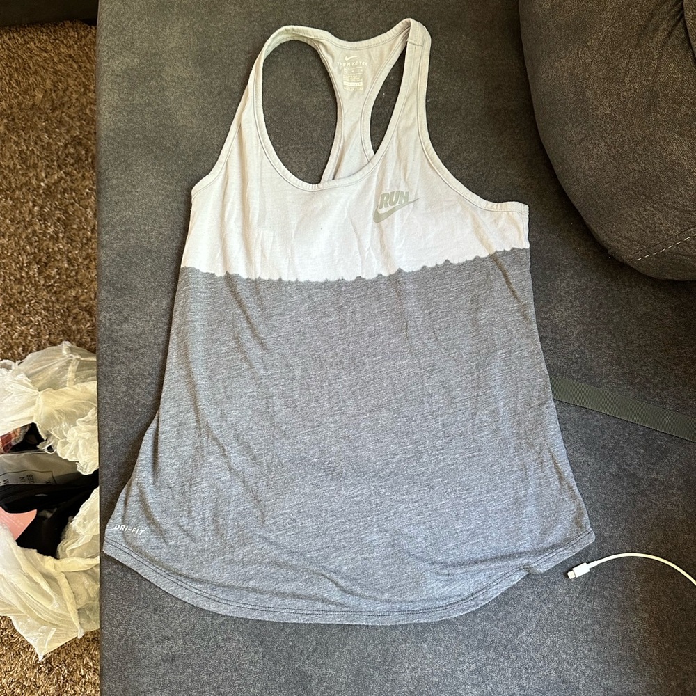 Nike Two-Tone Racerback Tank Top - White & Heather Gray